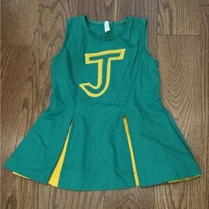 Vintage Green Gold Cheerleading Toddler Uniform Jersey Halloween Costume 5T Girl